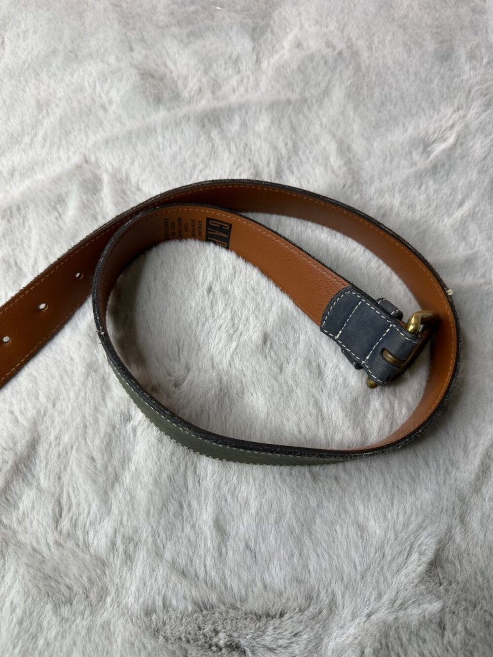 Vtg Gap Leather Belt Mens 32 Patch Sections Suede 70s Vibe Retro Boho - Picture 3 of 12